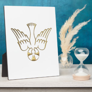 Goldener Abstieg des Heiligen Geistes-Symbols Fotoplatte