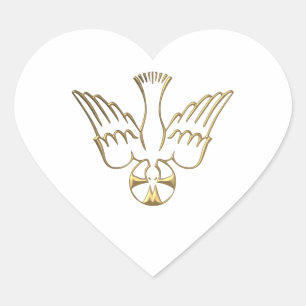 Goldener Abstieg des Heiligen Geistes-Symbols Herz-Aufkleber