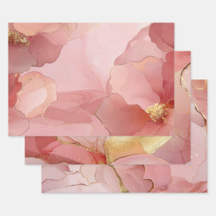 Goldener abstrakter Rosé-Hochzeitsempfang Geschenkpapier Set