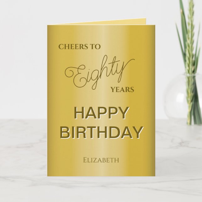  Goldener Achtzigster Geburtstag  Karte (Vorderseite)
