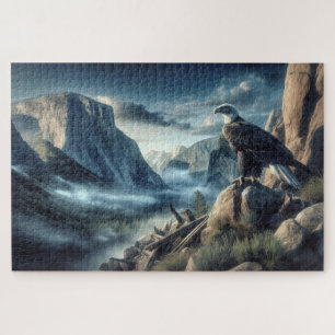 Goldener Adler Ausblick, realistisch, felsig Puzzle