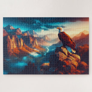 Goldener Adler Ausblick, realistisch, felsig Puzzle