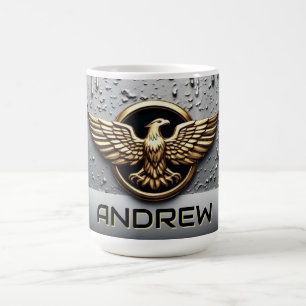 Goldener Adler-Emblem mit ausgebreiteten Flügeln Kaffeetasse