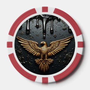 Goldener Adler-Emblem mit ausgebreiteten Flügeln Pokerchips