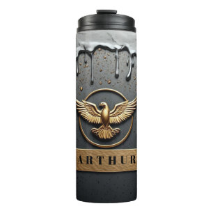 Goldener Adler-Emblem mit ausgebreiteten Flügeln Thermosbecher