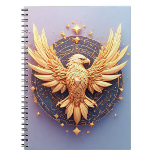 Goldener Adler Emblem mit dekorativen Sternen Notizblock