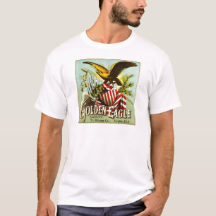 Goldener Adler-kauender Tabak-Aufkleber Vintag T-Shirt