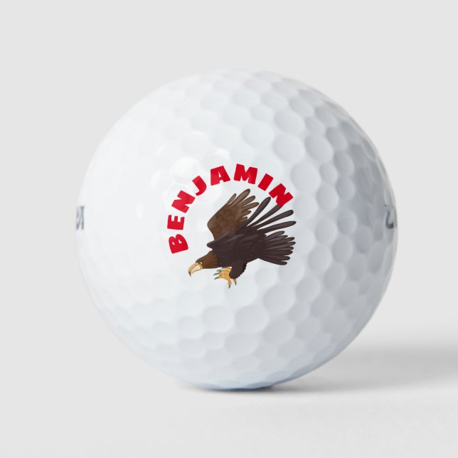 Goldener Adler, lustige Cartoon-Illustration Golfball (Vorderseite)