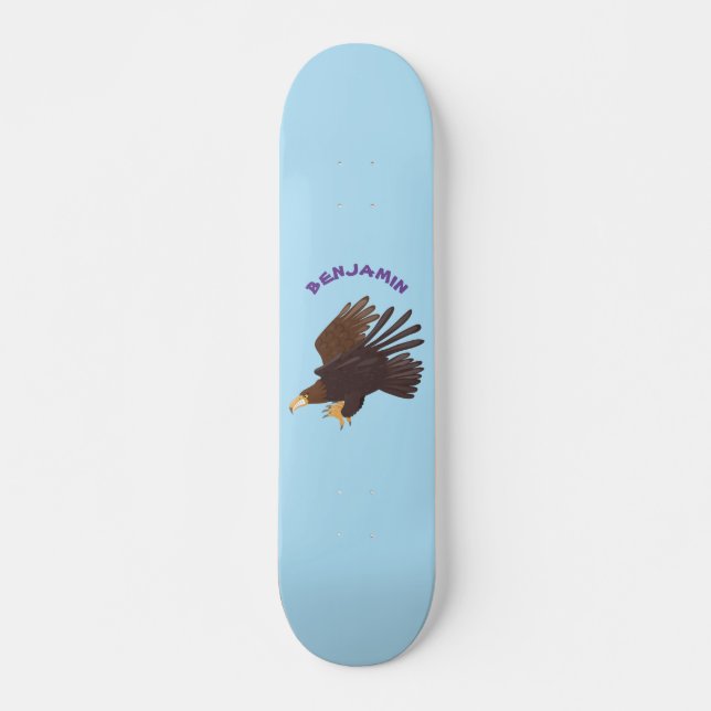 Goldener Adler, lustige Cartoon-Illustration Skateboard (Vorne)