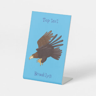 Goldener Adler, lustige Cartoon-Illustration Sockelschild