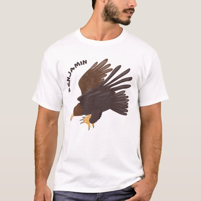 Goldener Adler, lustige Cartoon-Illustration T-Shirt (Vorderseite)