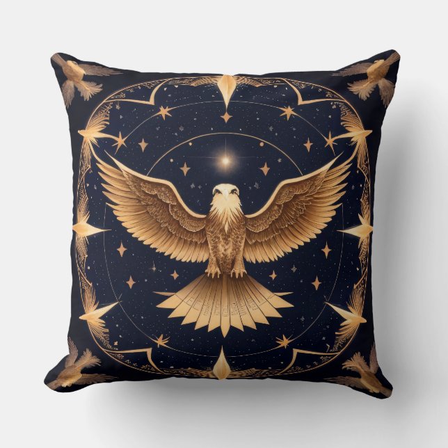 Goldener Adler mit Himmelsgeschichte Kissen (Vorderseite)