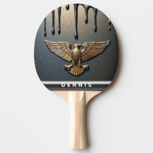 Goldener Adleranhänger tropft flüssiges Metall Tischtennis Schläger