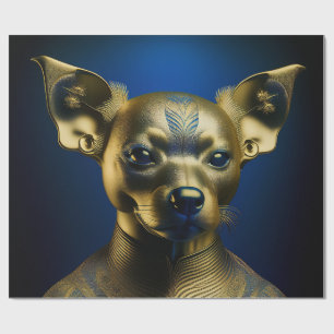 Goldener ägyptischer Chihuahua-Wächter Geschenkpapier