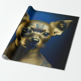 Goldener ägyptischer Chihuahua-Wächter Geschenkpapier