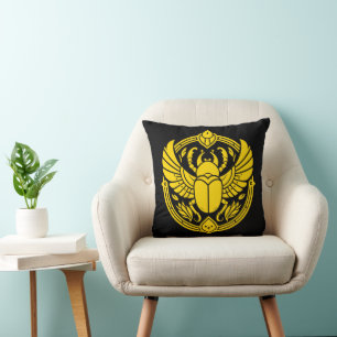 Goldener ägyptischer Skarabäus-Symbol  Kissen
