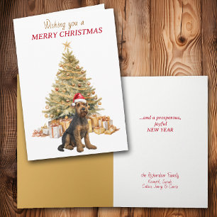 Goldener Airedale Terrier Hund Weihnachtskarte Feiertagskarte