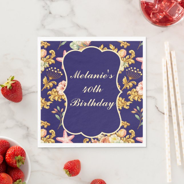 Goldener Akanthus zum 40. Geburtstag Serviette (Beispiel)