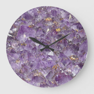 Goldener Amethyst-Schimmer Große Wanduhr