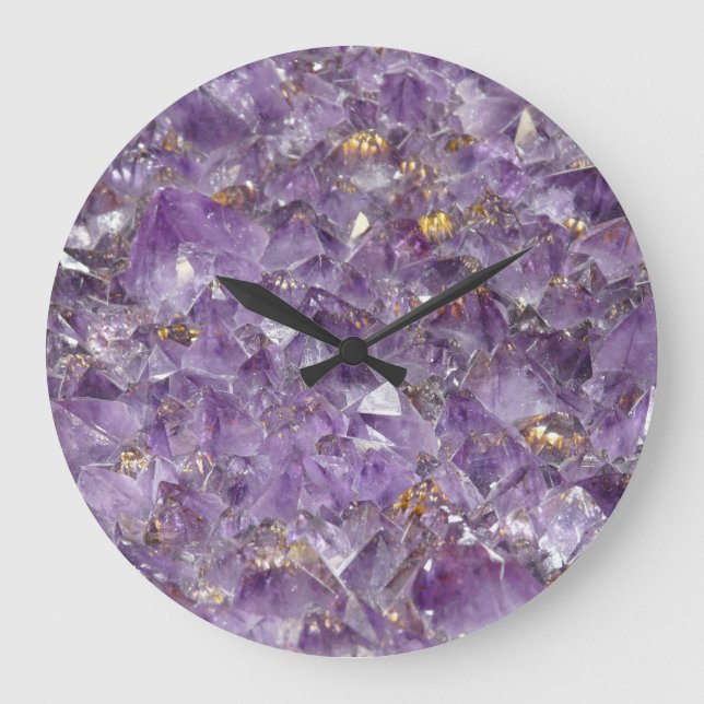 Goldener Amethyst-Schimmer Große Wanduhr (Vorderseite)