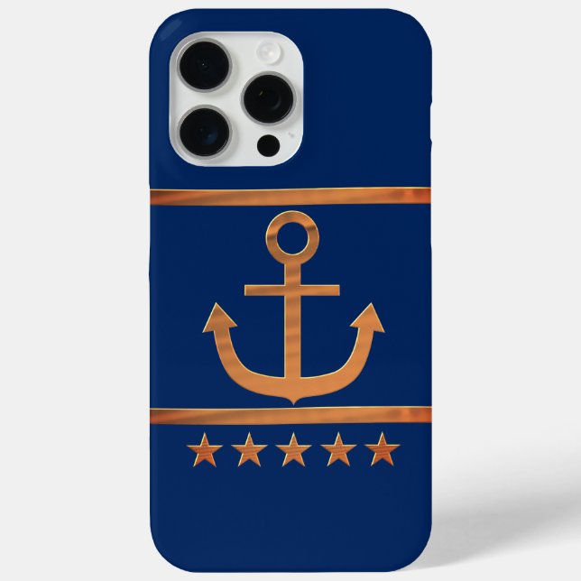 goldener Anker auf navyblauem Hintergrund Case-Mate iPhone Hülle (Rückseite)