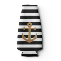Goldener Anker auf Streifen Flasche Cooler