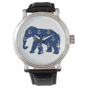 Goldener Anker-Elefant Armbanduhr