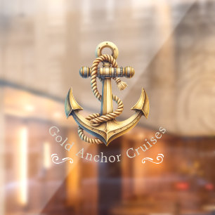 Goldener Anker Klar Fensteraufkleber
