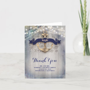 Goldener Anker Nautical Hochzeits-Dankeschön Dankeskarte