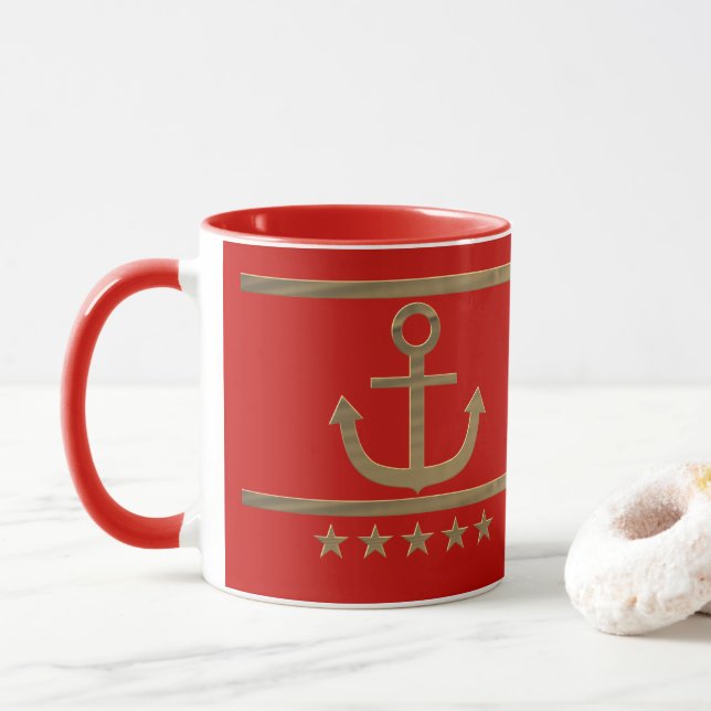 Goldener Anker, Symbole der Liebe . Tasse (Mit Donut)