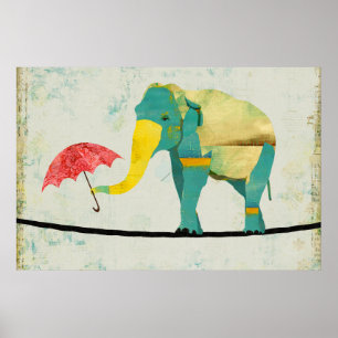 Goldener Anmutiger Elefant Kunstposter Poster