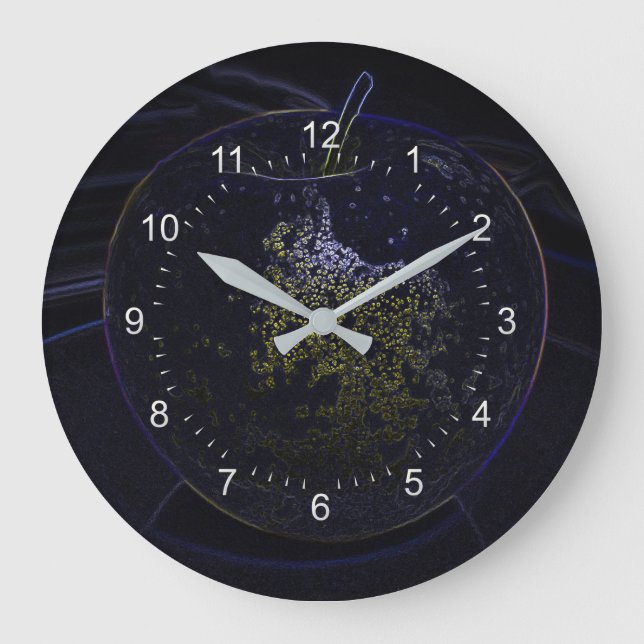 Goldener Apfel Große Wanduhr (Vorderseite)