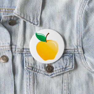 Goldener Apfel Helles Gelbes Obst Button