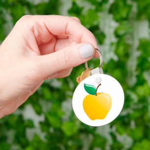 Goldener Apfel Helles Gelbes Obst Schlüsselanhänger