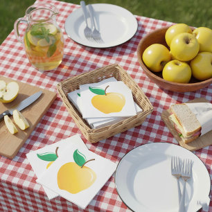 Goldener Apfel Helles Gelbes Obst Serviette