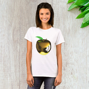 Goldener Apfel mit Blatt Glänzend Metallisch T-Shirt