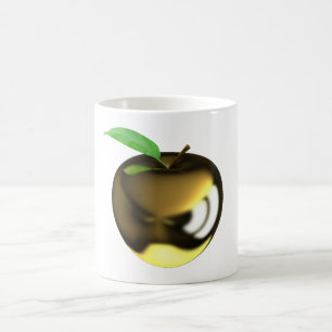Goldener Apfel mit Blatt Glänzend Metallisch Tasse