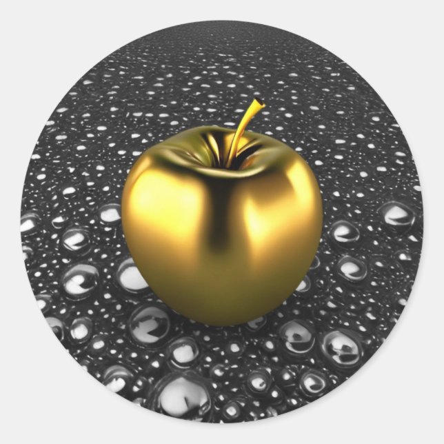 Goldener Apfel Runder Aufkleber (Vorderseite)
