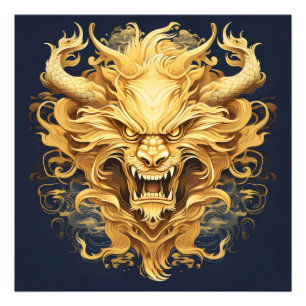 Goldener asiatischer Drache Fotodruck