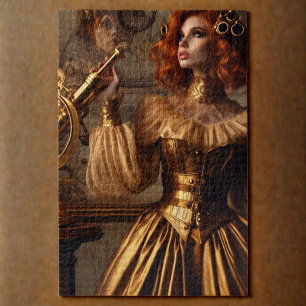 Goldener Astronom Steampunk Vintage Viktorianisch Puzzle