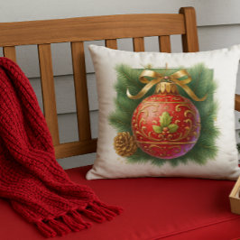 Goldener Aufschwung roter Schmuck & Kiefer  Kissen