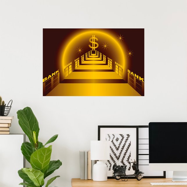 Goldener Bankkorridor lässt Dollarfinanzierung wac Poster (Von Creator hochgeladen)