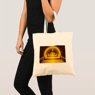 Goldener Bankkorridor Leuchtender Dollar Finance  Tragetasche