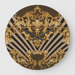 Goldener Barock: geometrisches Musterdesign Große Wanduhr