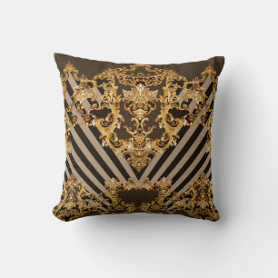 Goldener Barock: geometrisches Musterdesign Kissen