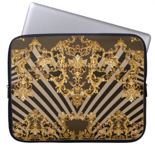 Goldener Barock: geometrisches Musterdesign Laptopschutzhülle
