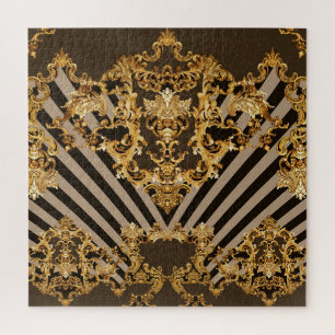 Goldener Barock: geometrisches Musterdesign Puzzle