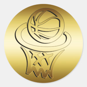 GOLDENER BASKETBALLKORB RUNDER AUFKLEBER