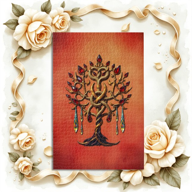 Goldener Baum des Lebens mit roten Edelsteinen Puzzle (Von Creator hochgeladen)