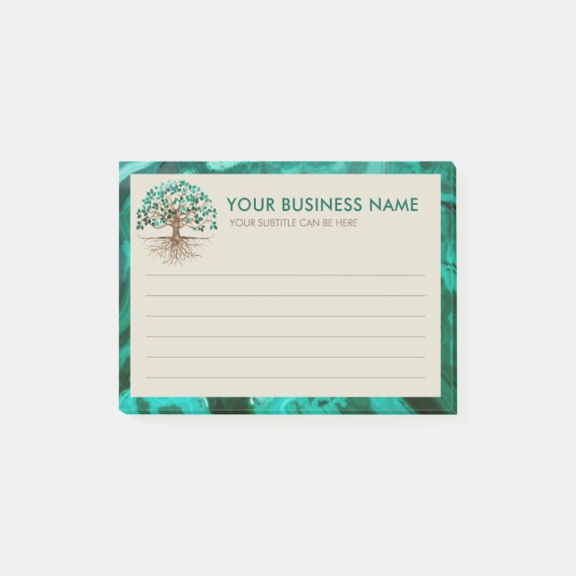 Goldener Baum des Lebens - Yggdrasil - Malachite B Post-it Klebezettel (Vorderseite)